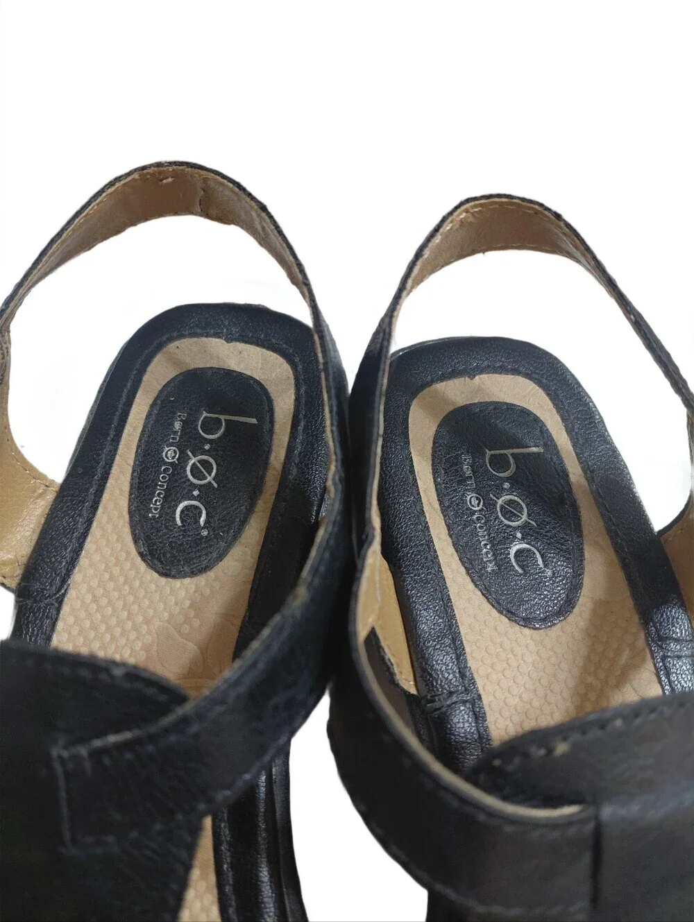b.o.c Black Leather T-Strap Sandals Women's Size 8 Thong Ankle Strap Sandals